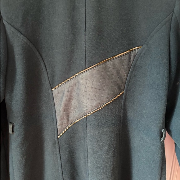 Women’s Vintage Arwa Made in Syria Wool Leather Long Zip Button Front Coat 42 (6 - Picture 8 of 14